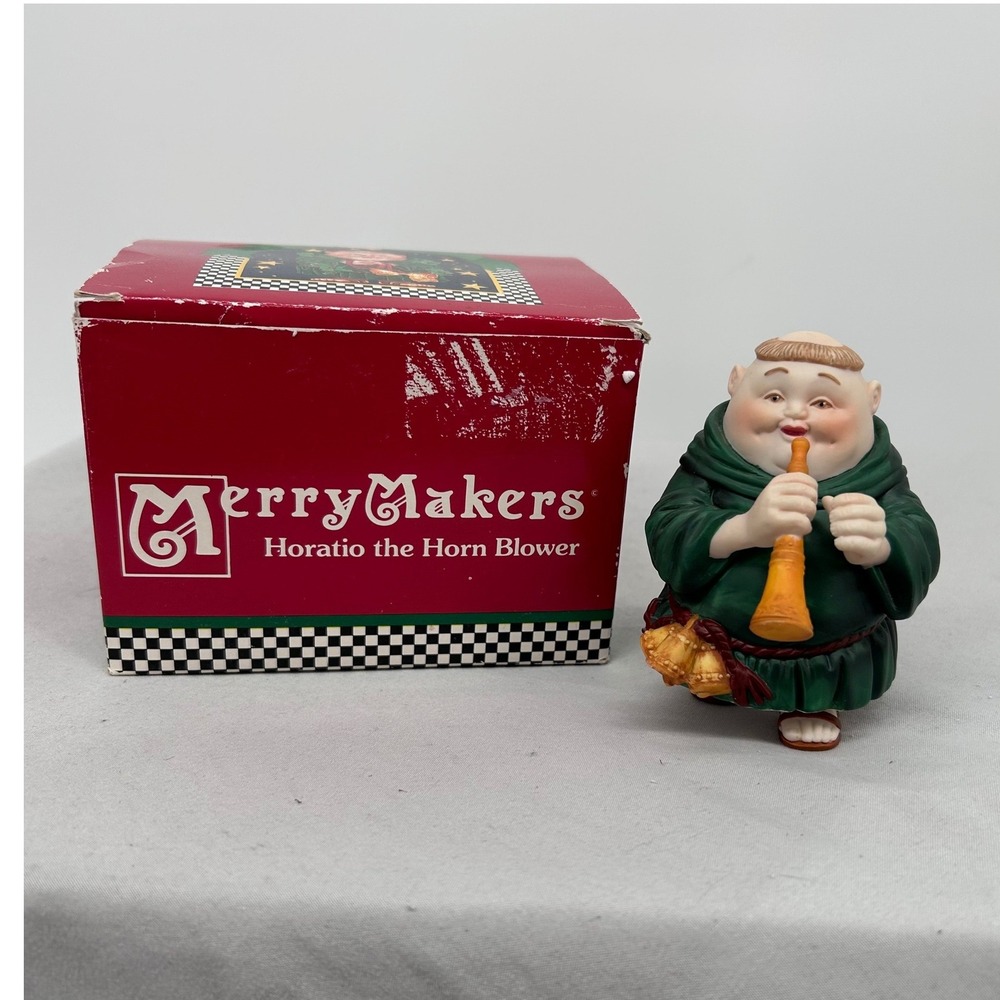 Dept 56 Merrymakers Horatio the Horn Blower Figurine Monk Christmas‎